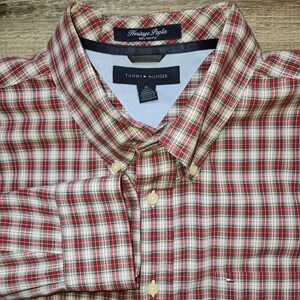 Tommy Hilfiger Heritage Poplin 80's Two Ply Plaid Button Down Shirt XL